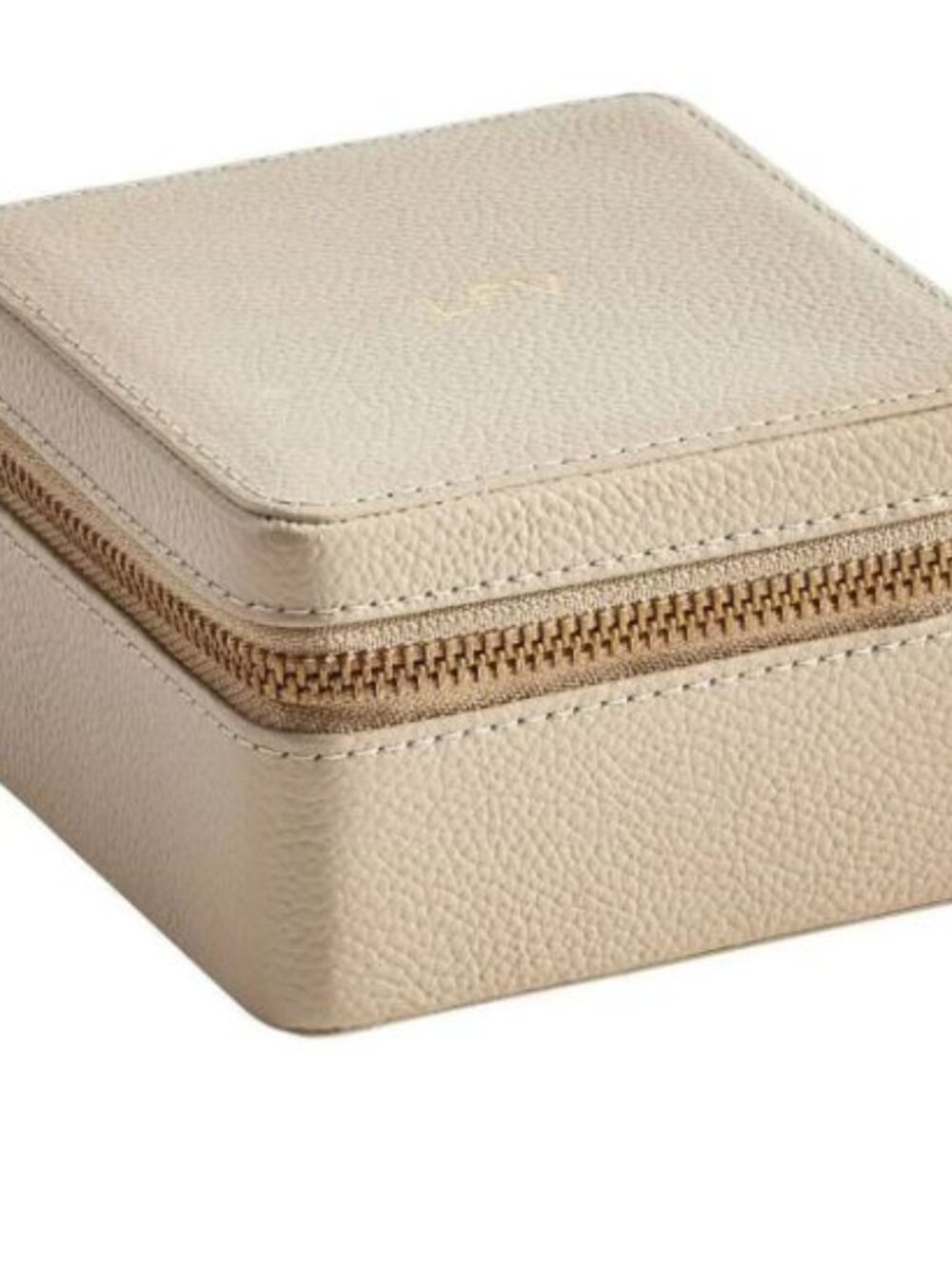 NEW Pottery Barn Quinn Jewelry Travel Case, Foil Debossed, Petite - Fawn/Tan